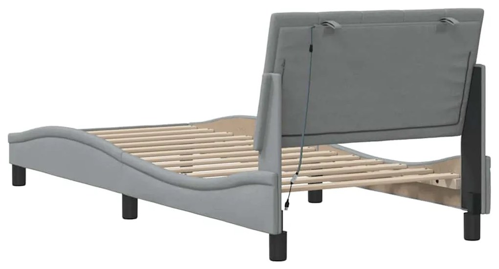 Estrutura de cama sem colchão 90x190 cm tecido cinzento-claro