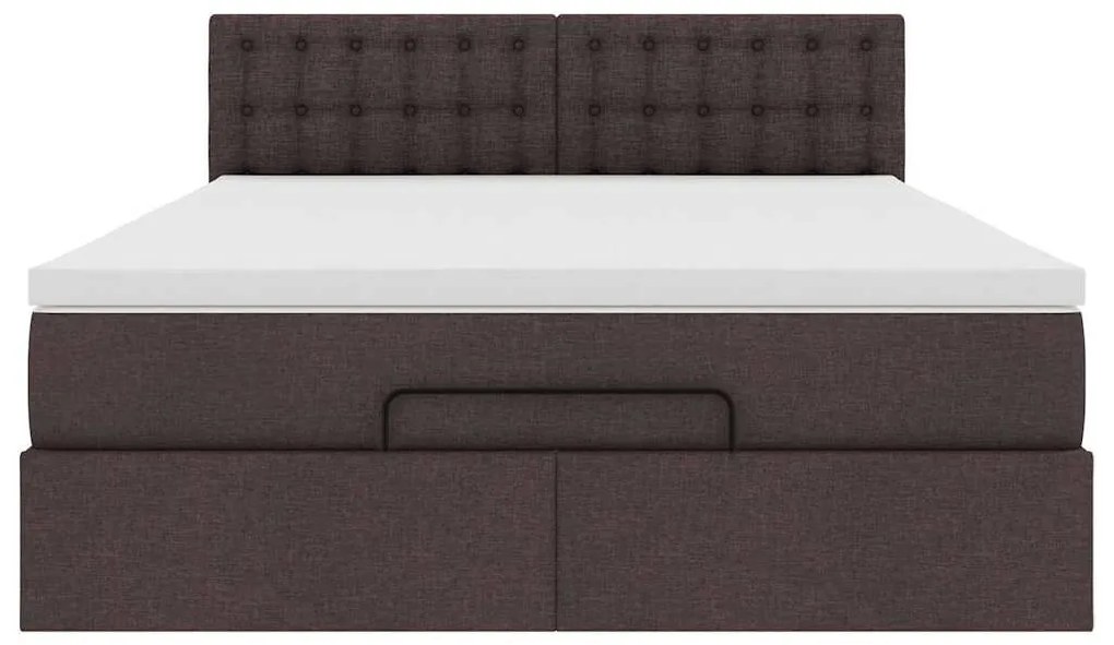 Estrutura cama otomana colchão 140x200cm tecido castanho escuro
