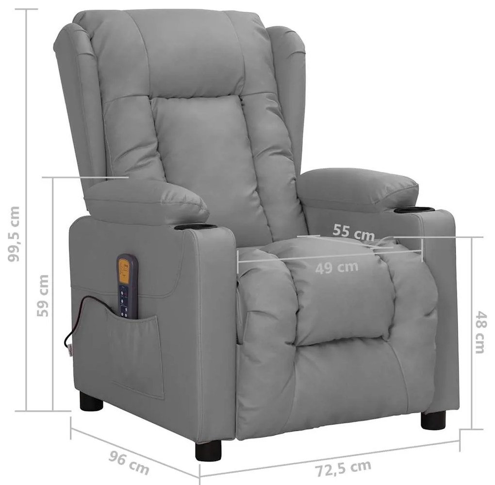 Cadeira de massagens couro artificial cinzento