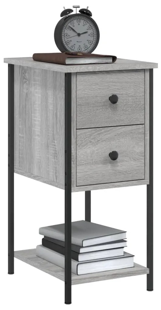 Mesa de cabeceira 32x42x70 cm derivados madeira sonoma cinza