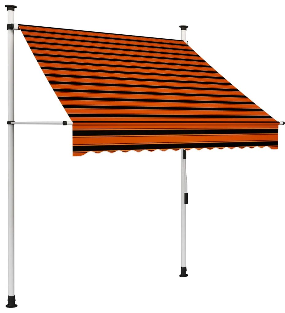 Toldo retrátil manual 150 cm laranja e castanho