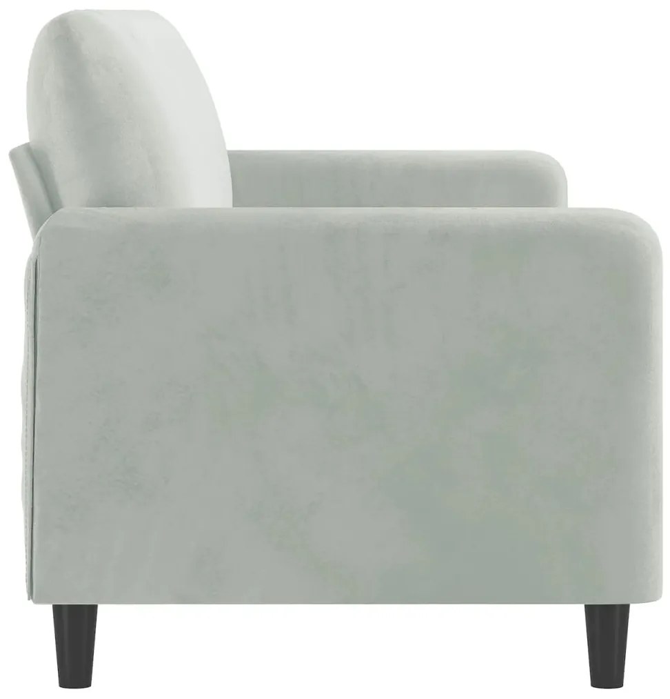Sofá de 3 lugares 180 cm veludo cinzento-claro
