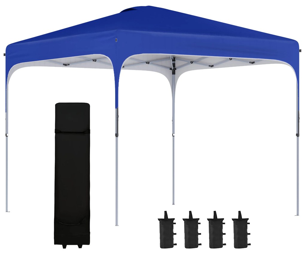 Outsunny Tenda Dobrável 2,5x2,5 m Tenda de Jardim para Festas e Campismo com Proteção UV50+ Altura Ajustável 4 Sacos de Areia e Bolsa de Transporte Azul | AOSOM Portugal