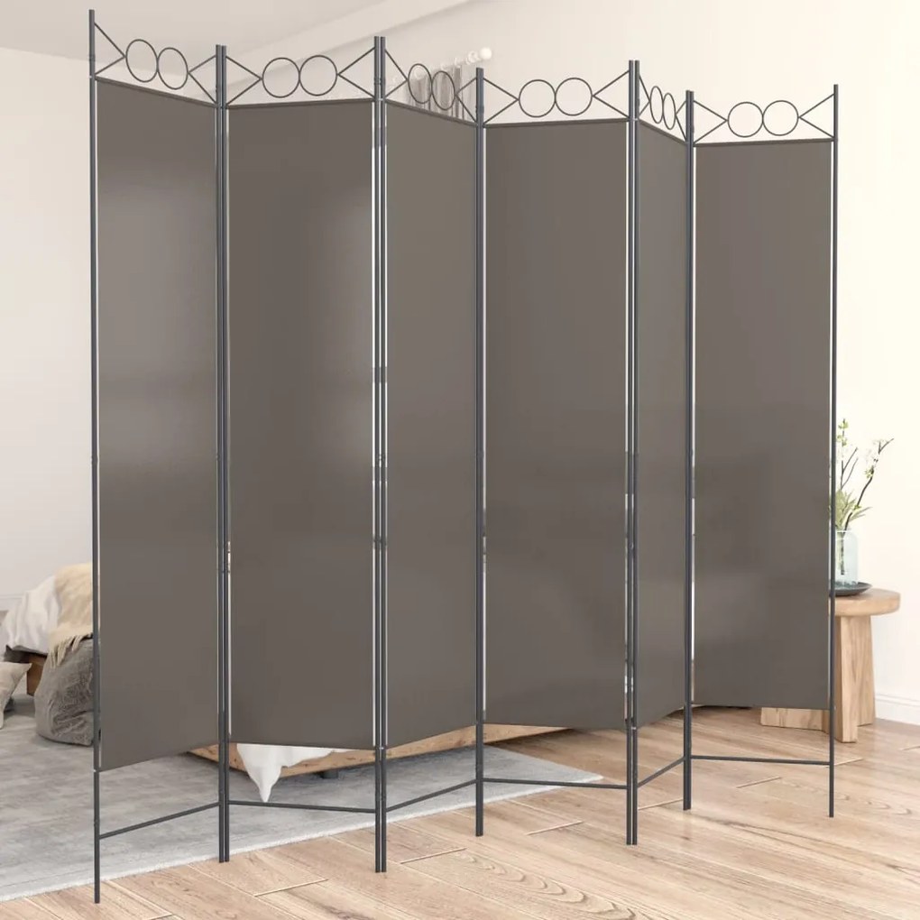 vidaXL Divisória/biombo com 6 painéis 240x200 cm tecido antracite