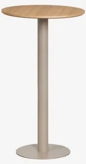 Mesa Alta De Bar Redonda Ø60 Cm Em Mdf Xiren Castanho Madeira Natural – Castanho Mocha - Sklum