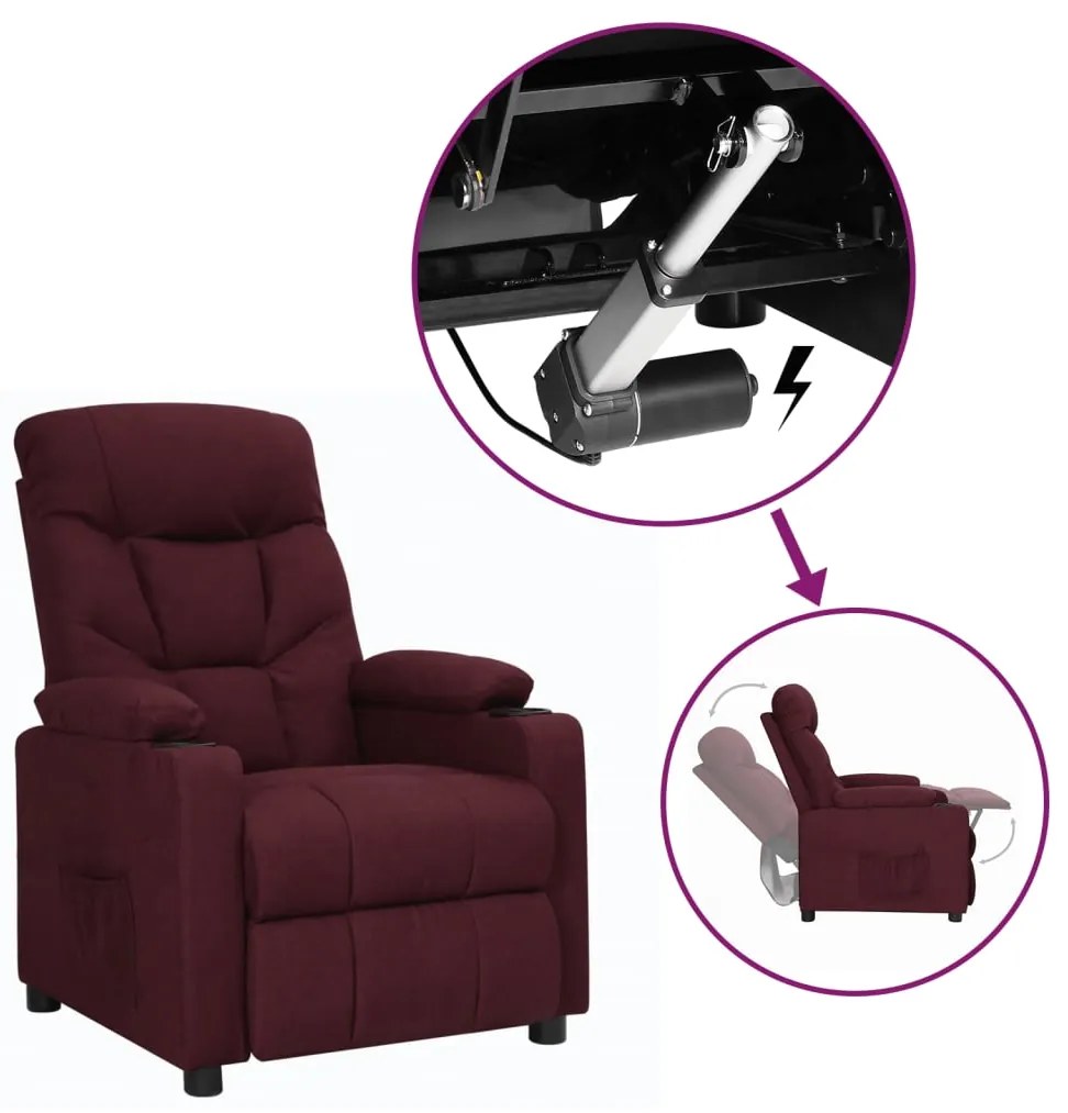 vidaXL Poltrona elevatória tecido roxo