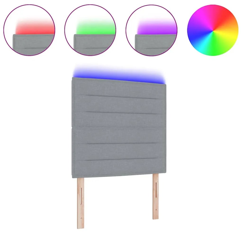 Cabeceira LED Design Linhas Cinza Claro 90 cm Tecido