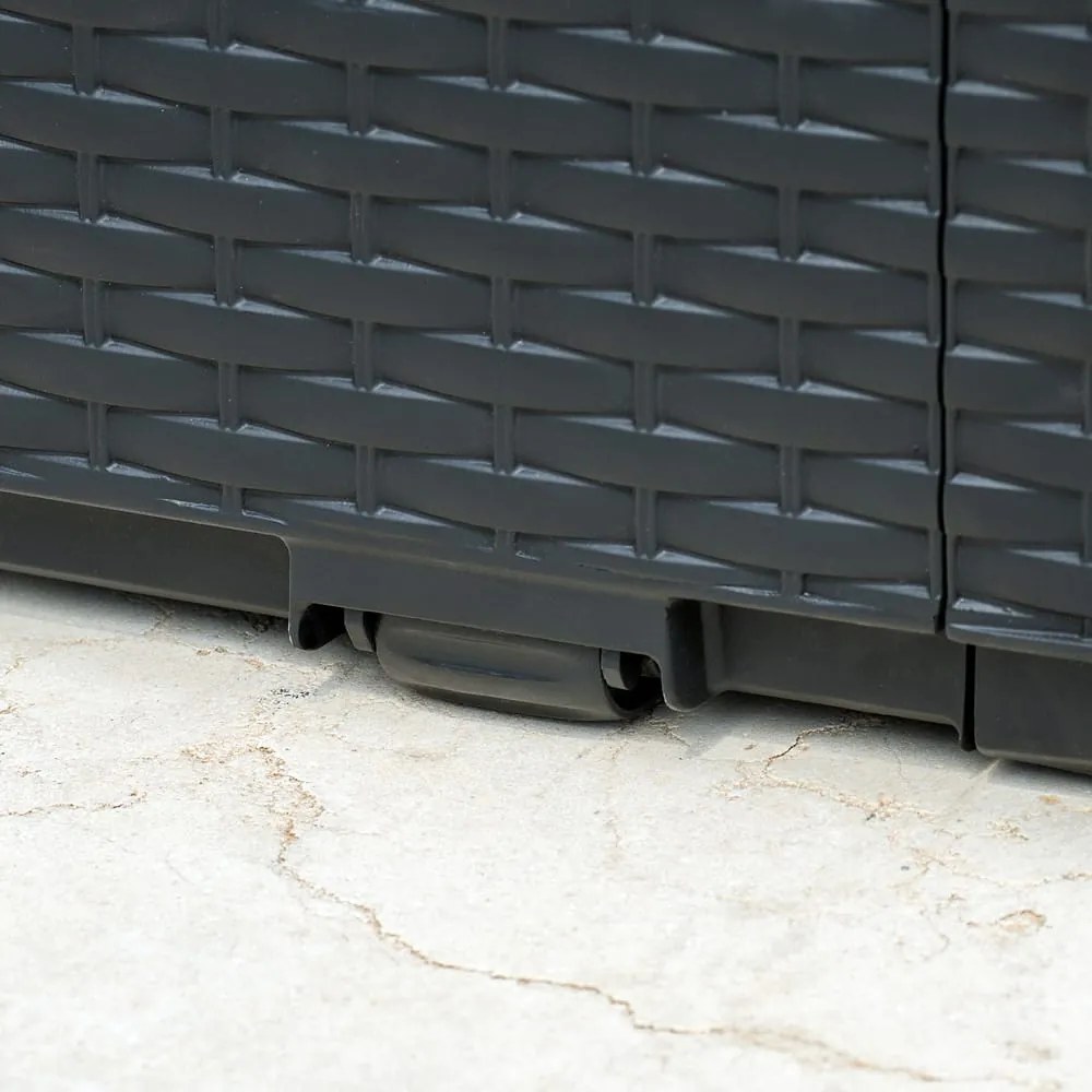Caixa de arrumação para jardim Capri de 310L com rodas 123 x 53 x 58 cm Antracite