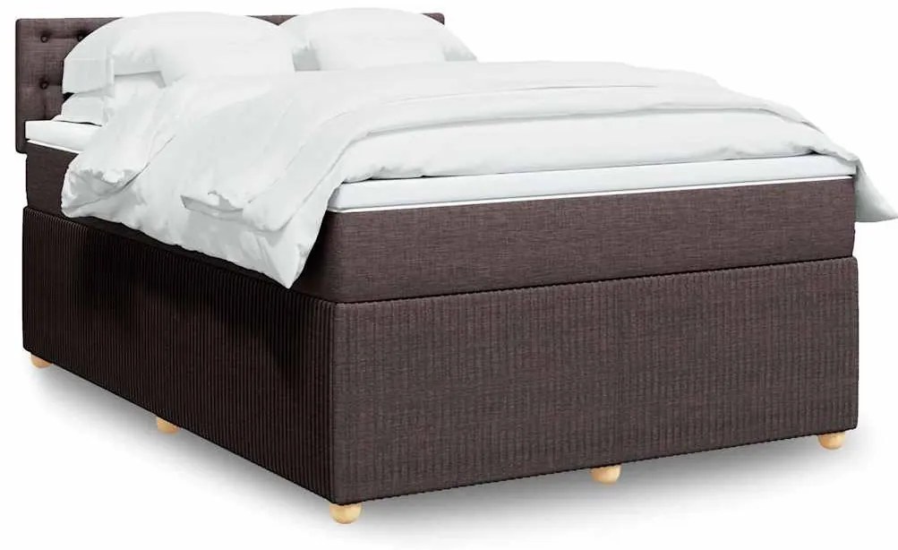 vidaXL Cama com molas/colchão 160x200 cm tecido castanho-escuro