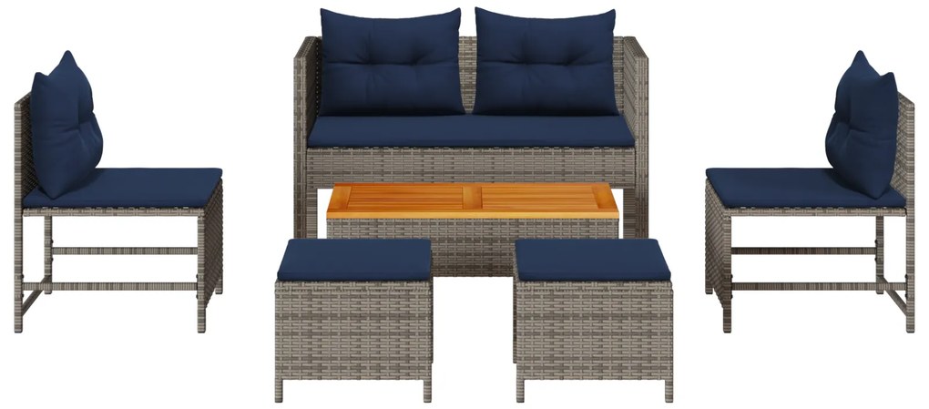 Conjunto de Sofá para Exterior Cinza e azul marinho
