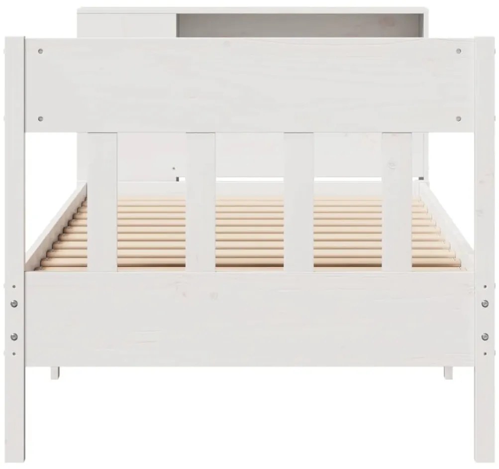Cama com estante sem colchão 100x200 cm pinho maciço branco