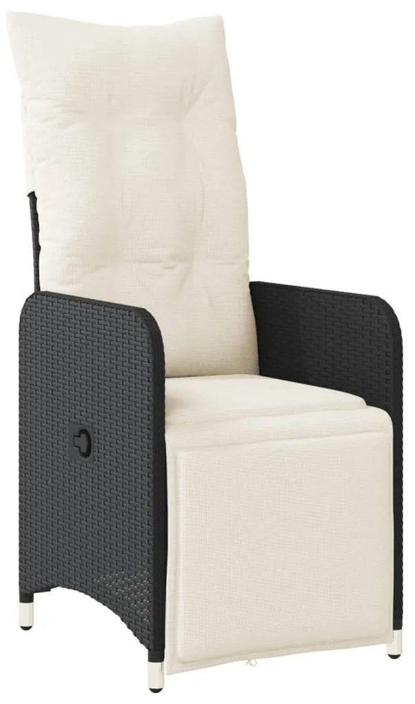 Cadeiras jardim reclináveis 2 pcs com mesa vime PE preto