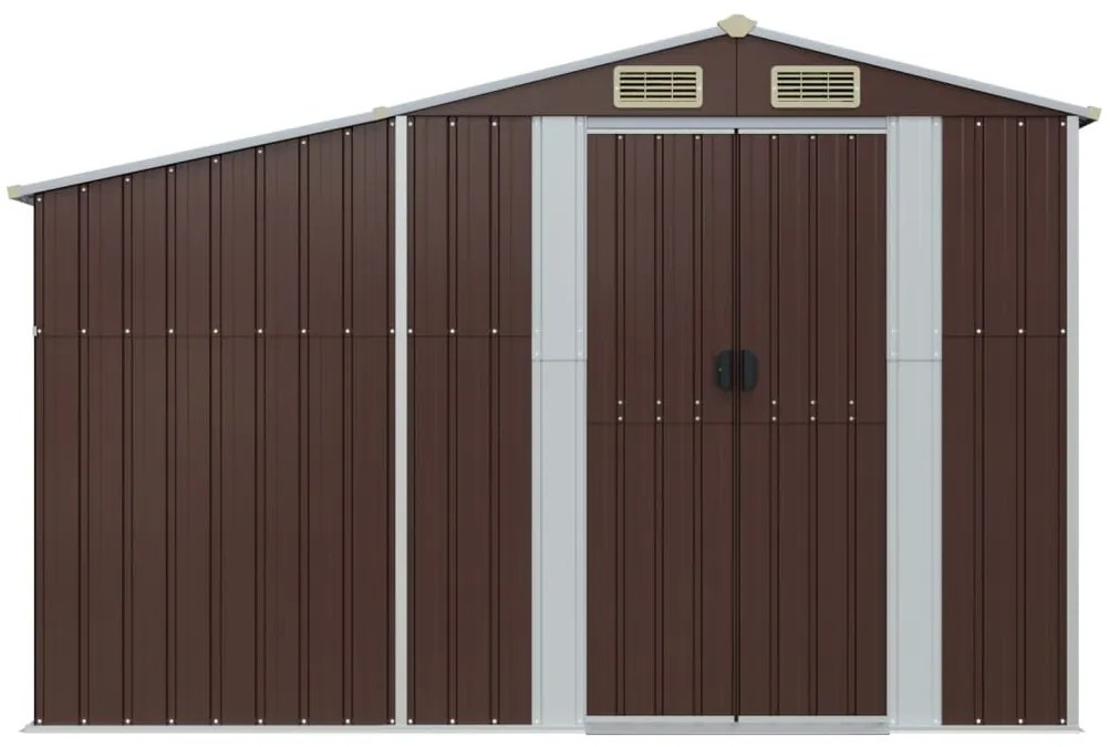 Abrigo de jardim 277x93x179 cm aço galvanizado castanho