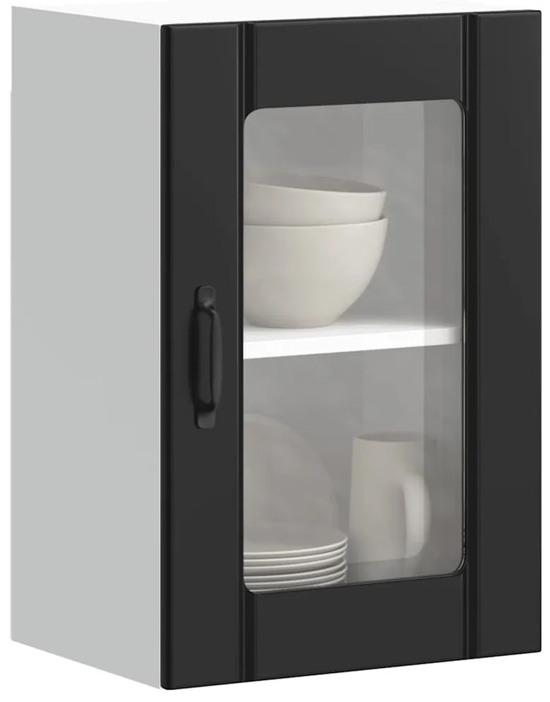 Armário de parede de cozinha porta vidro Lucca preto
