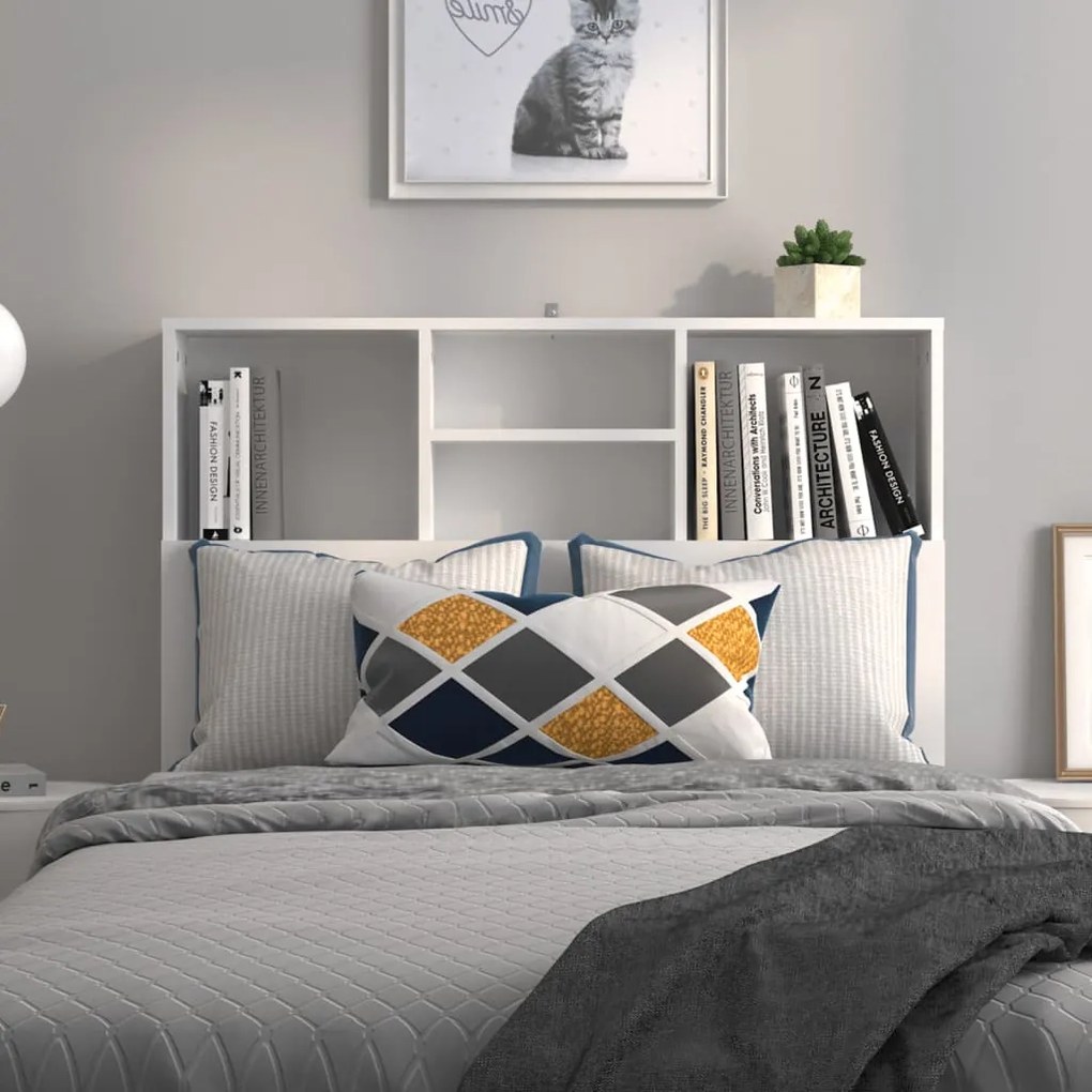 Cabeceira de cama com armário 100x19x103,5 cm branco