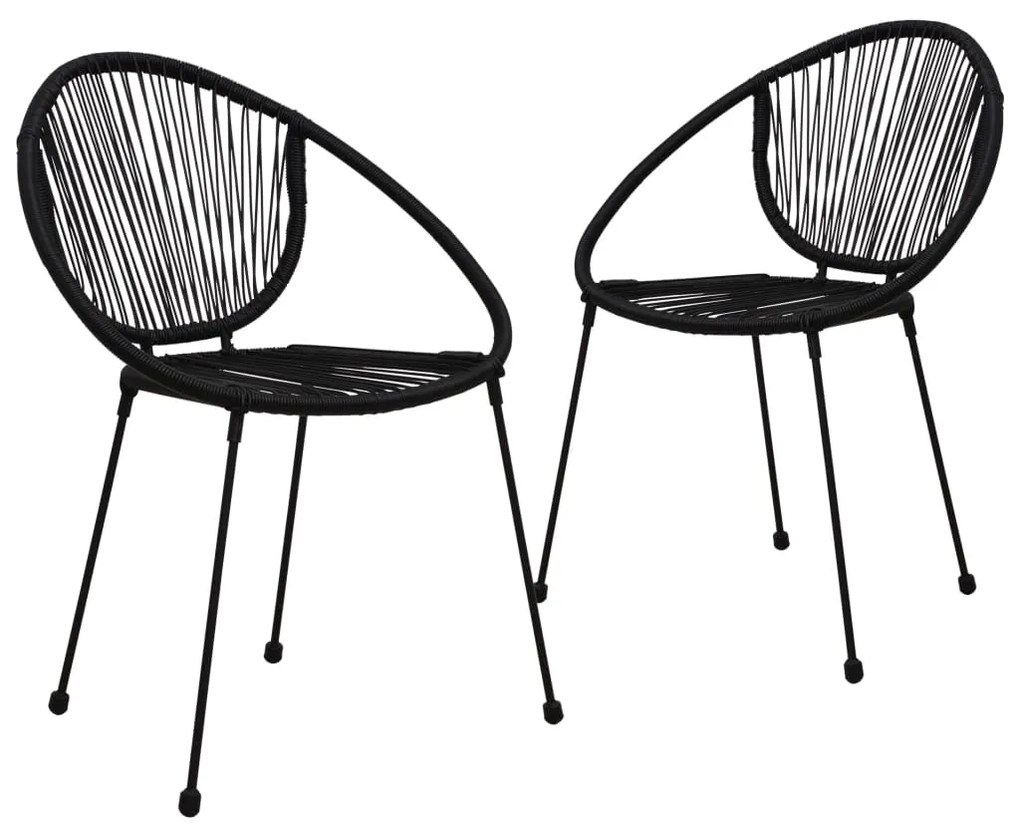 48566 vidaXL Cadeiras de jardim 2 pcs vime de PVC preto