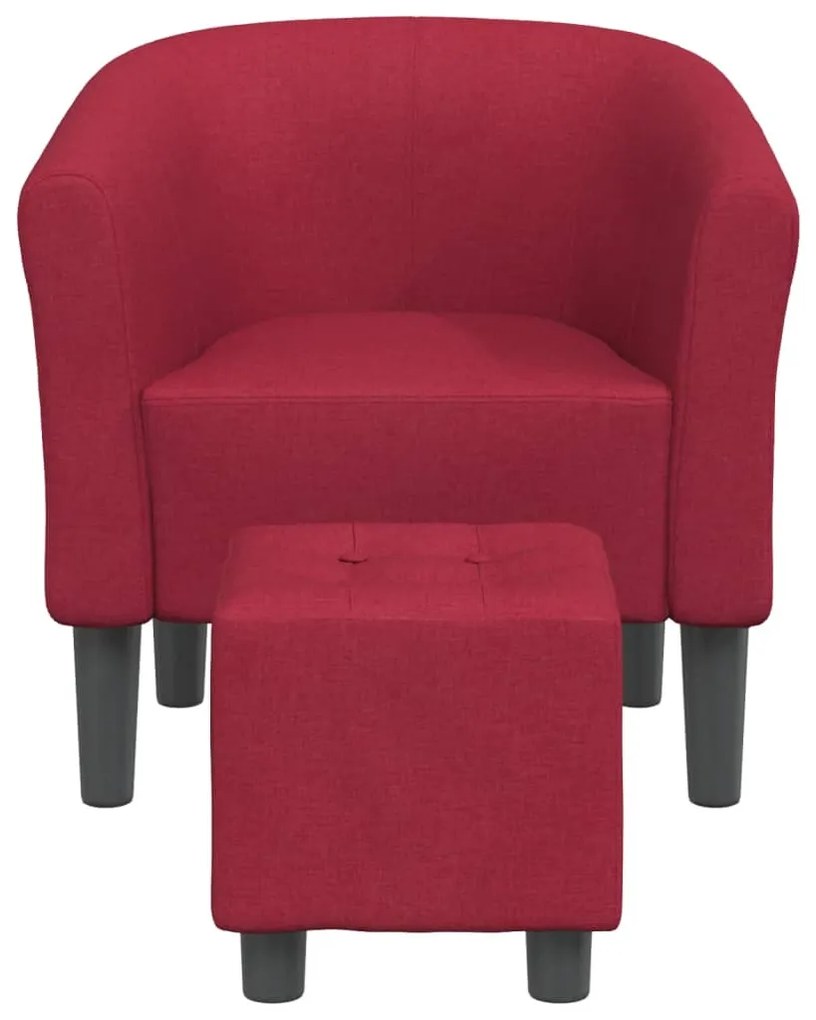 Poltrona com apoio de pés tecido vermelho tinto