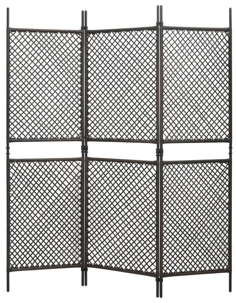 vidaXL Divisória de quarto com 3 painéis 180x200 cm vime PE castanho