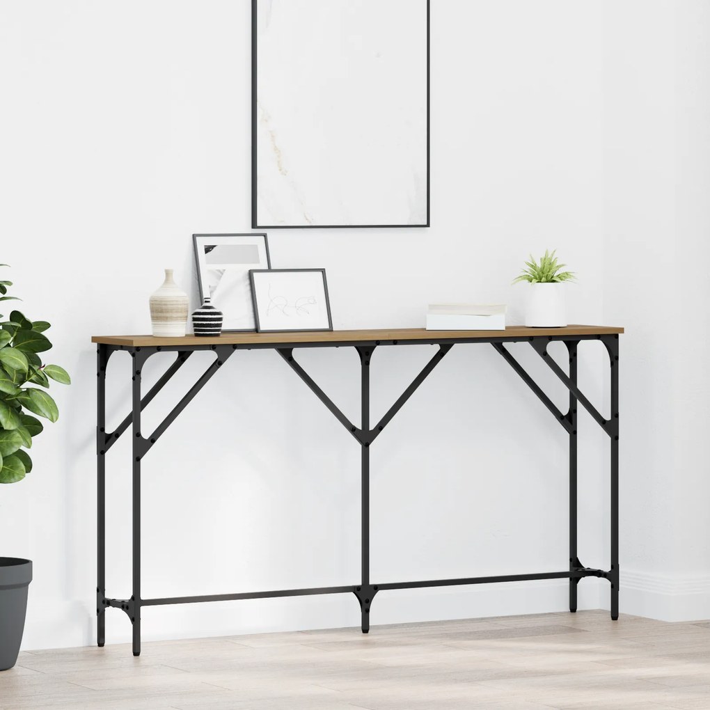 vidaXL Mesa Consola Carvalho Artesanal 140x23x75 cm Madeira Engenhada