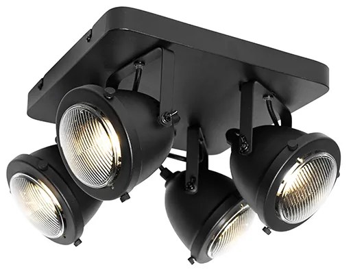 Candeeiro industrial de teto preto 4 luzes - Emado