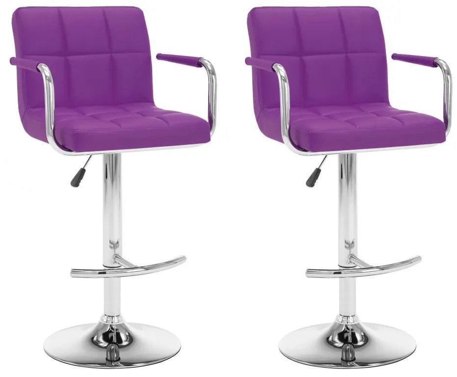 vidaXL Bancos de bar 2 pcs couro artificial roxo