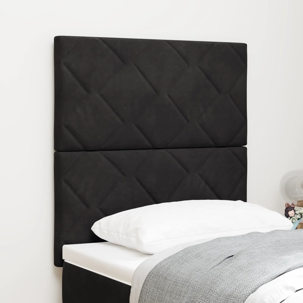 Cabeceira vidaXL com Design de Blocos de Diamante em Preto, 80 cm de V