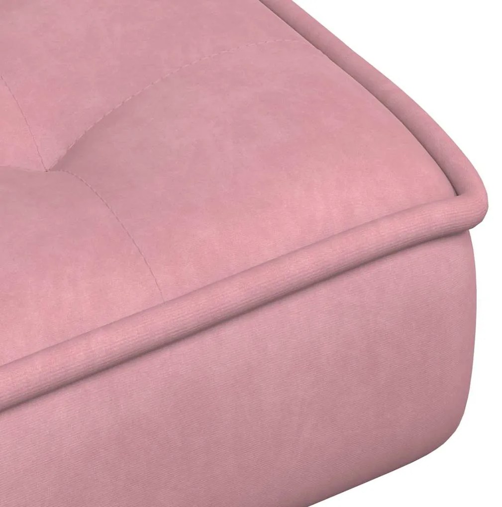 Cadeira de descanso com banco veludo rosa