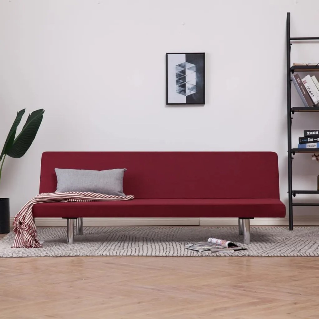 282200 vidaXL Sofá-cama poliéster vermelho tinto