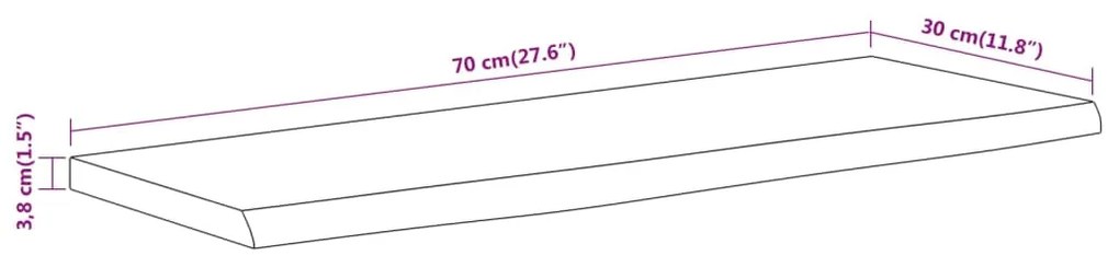 Prateleira de parede retangular 70x30x3,8 cm acácia maciça
