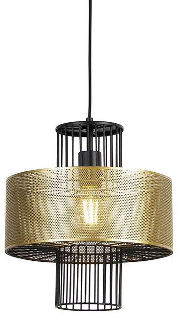 Candeeiro de suspensão design dourado com preto 30 cm - Tess Design
