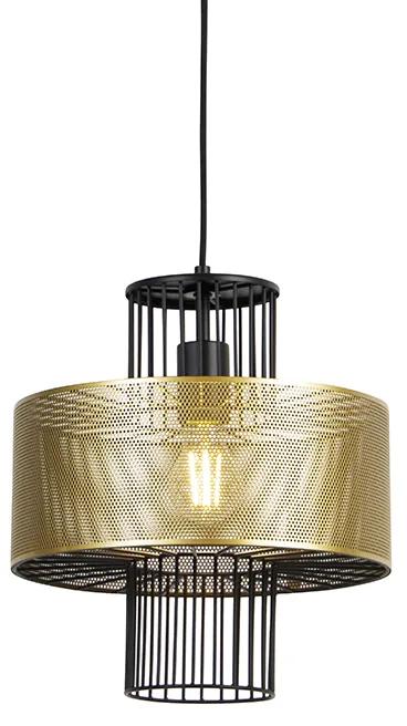 Candeeiro suspenso design preto/ouro 30cm - TESS Design