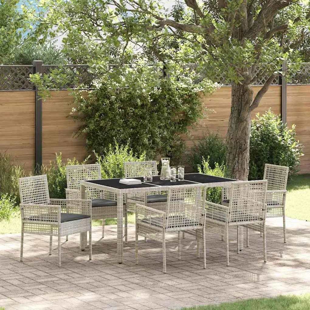vidaXL Conjunto de Jantar para Jardim 7 pcs Cinzento-claro