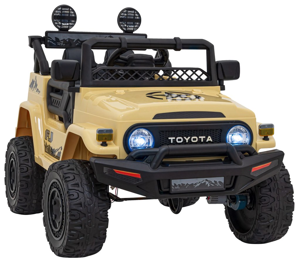 Jipe elétrico para Crianças Toyota FJ Cruiser 12V 4x4, Rodas Espuma EVA, Assentocouro ecológico Bege
