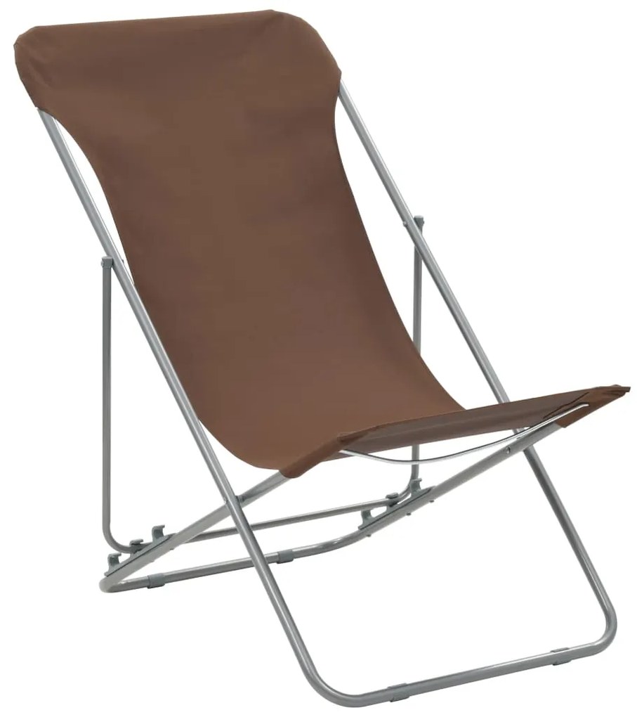 Cadeiras de praia dobráveis 2 pcs aço e tecido oxford castanho