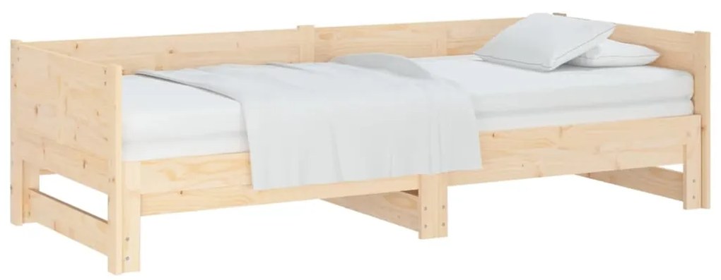 Sofá-cama de puxar pinho maciço 2x(90x190) cm