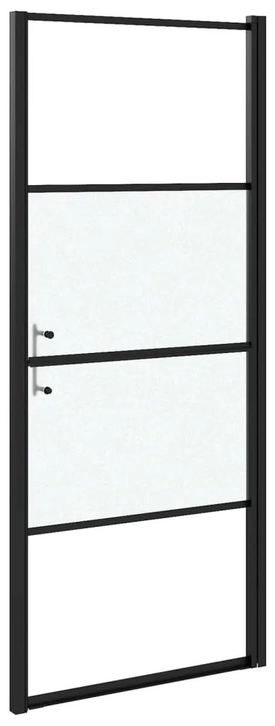 Porta de chuveiro meio vidro fosco temperado 91x195 cm preto