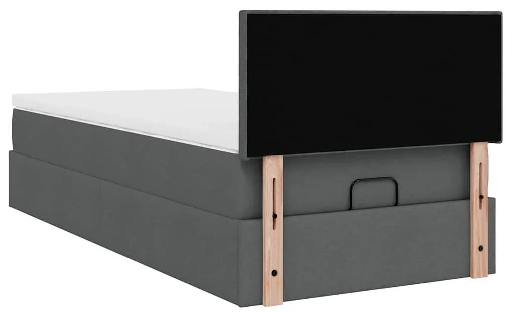 Estrutura cama otomana colchão 80x200 cm tecido cinzento escuro