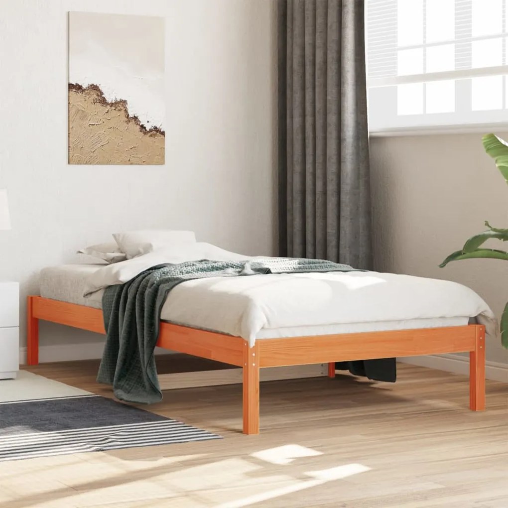 Sofá-cama sem colchão 80x200 cm madeira de pinho castanho cera