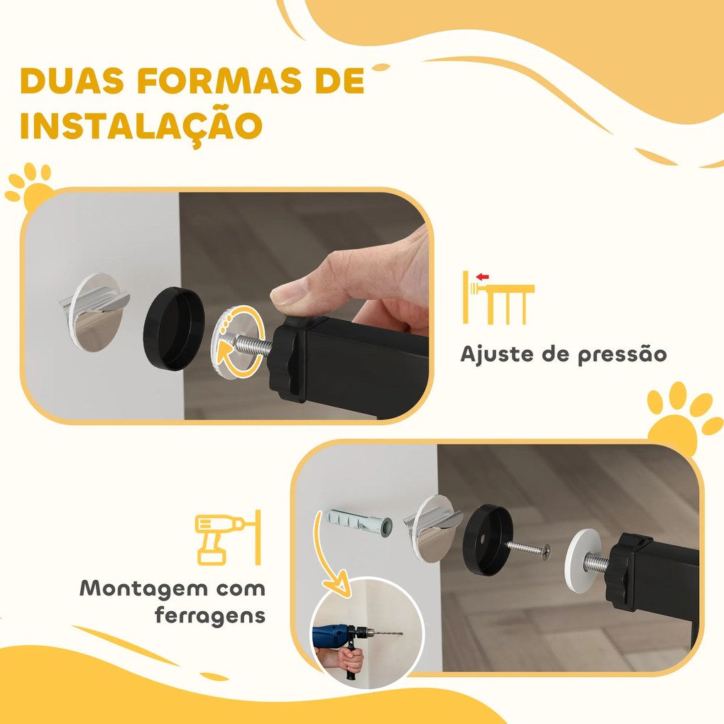 Barreira de Segurança para Cães Extensível 76-102 cm Barreira para Animais de Estimação com 2 Extensões Preto
