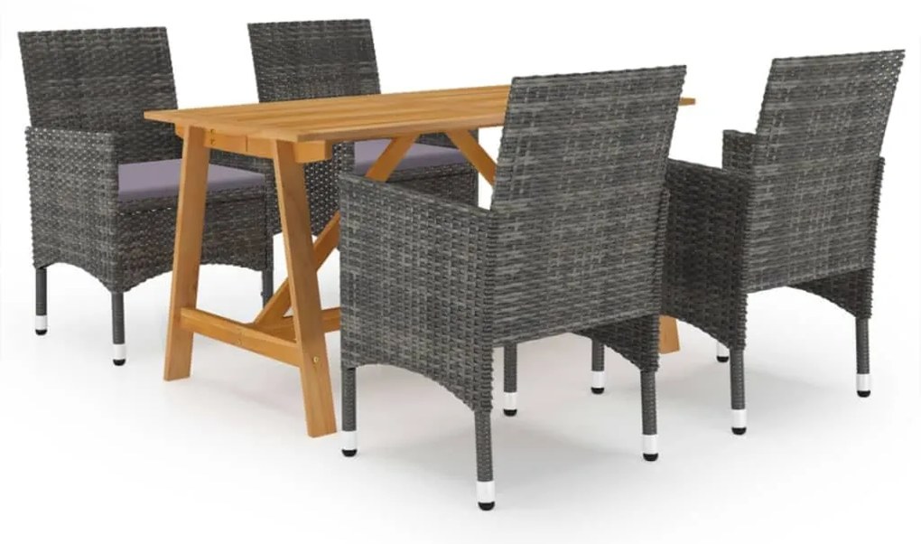 5 pcs conjunto de jantar para jardim cinzento