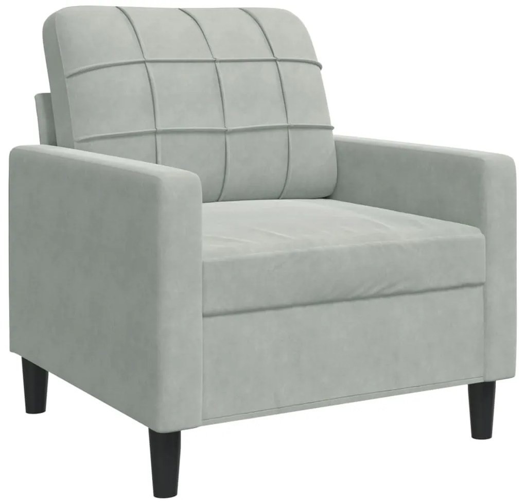 4 pcs conjunto de sofás com almofadões veludo cinzento-claro