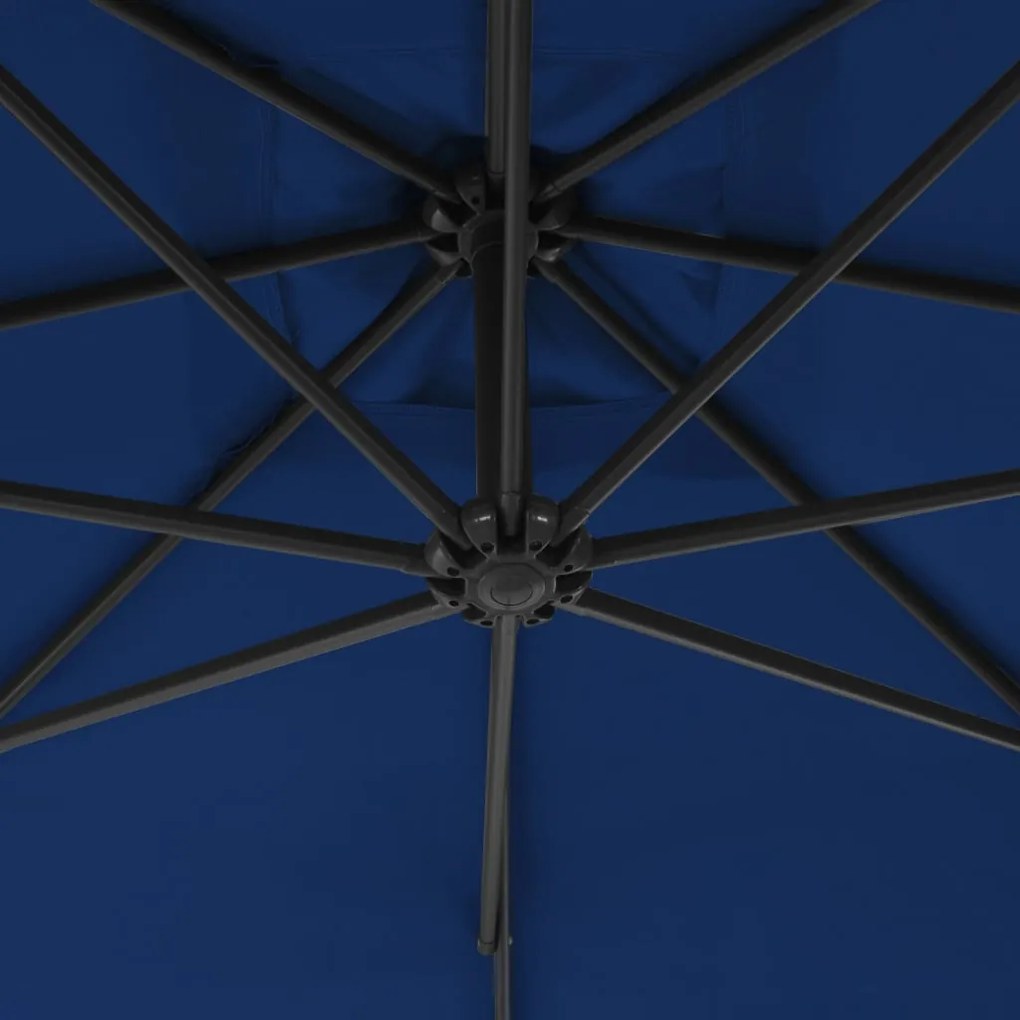Guarda-sol de jardim cantilever c/ poste de aço 250x250 cm azul