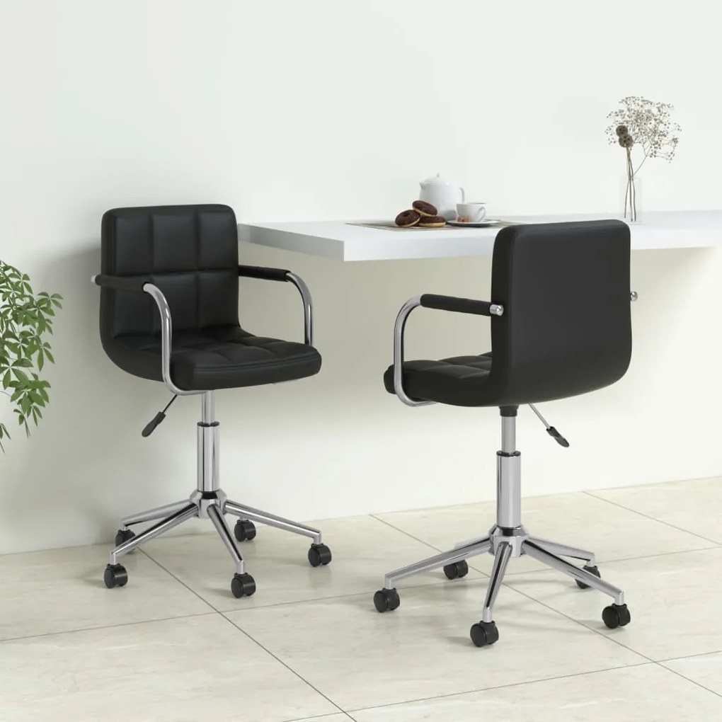 vidaXL Cadeiras de jantar giratórias 2 pcs couro artificial preto