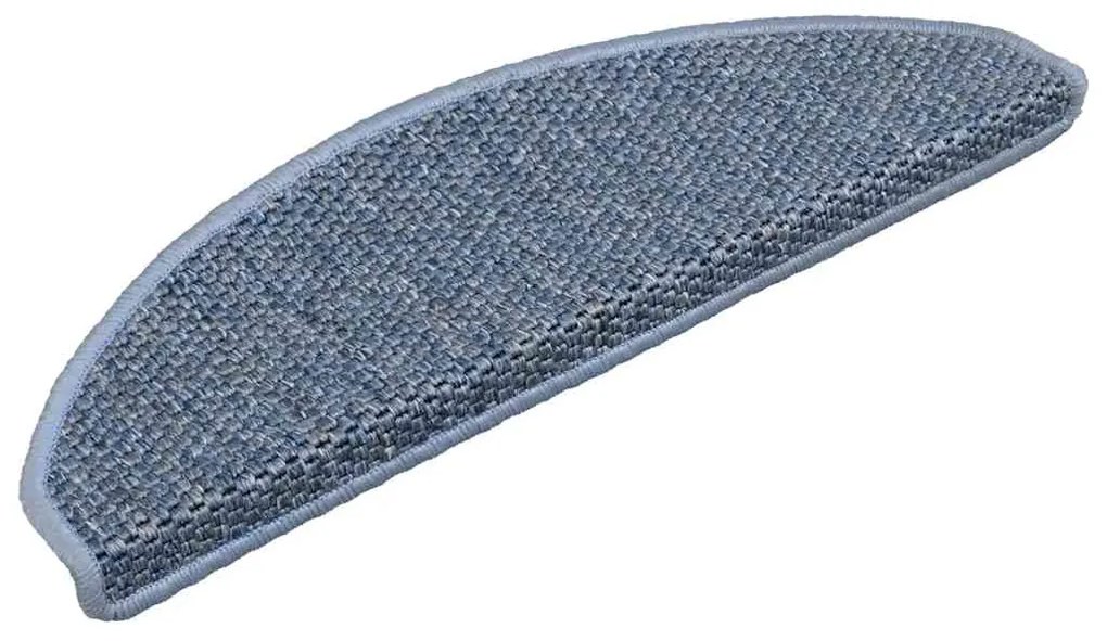 Tapetes escada adesivos aspeto sisal 15 pcs 65x21x4 cm azul