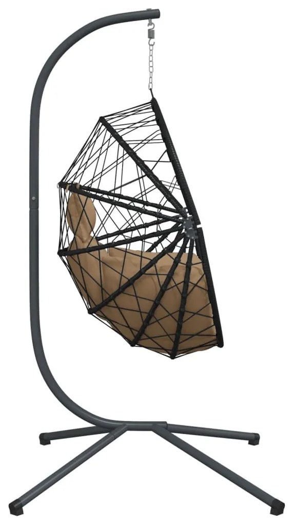 Cadeira em forma de ovo suspensa c/ suporte vime/aço antracite