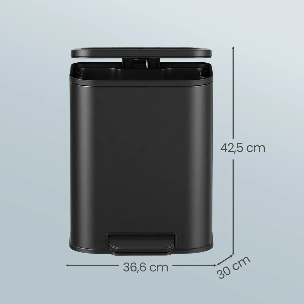 Caixote do lixo de 20 l com caixote interior 6,6 x 30 x 42,5 cm Preto