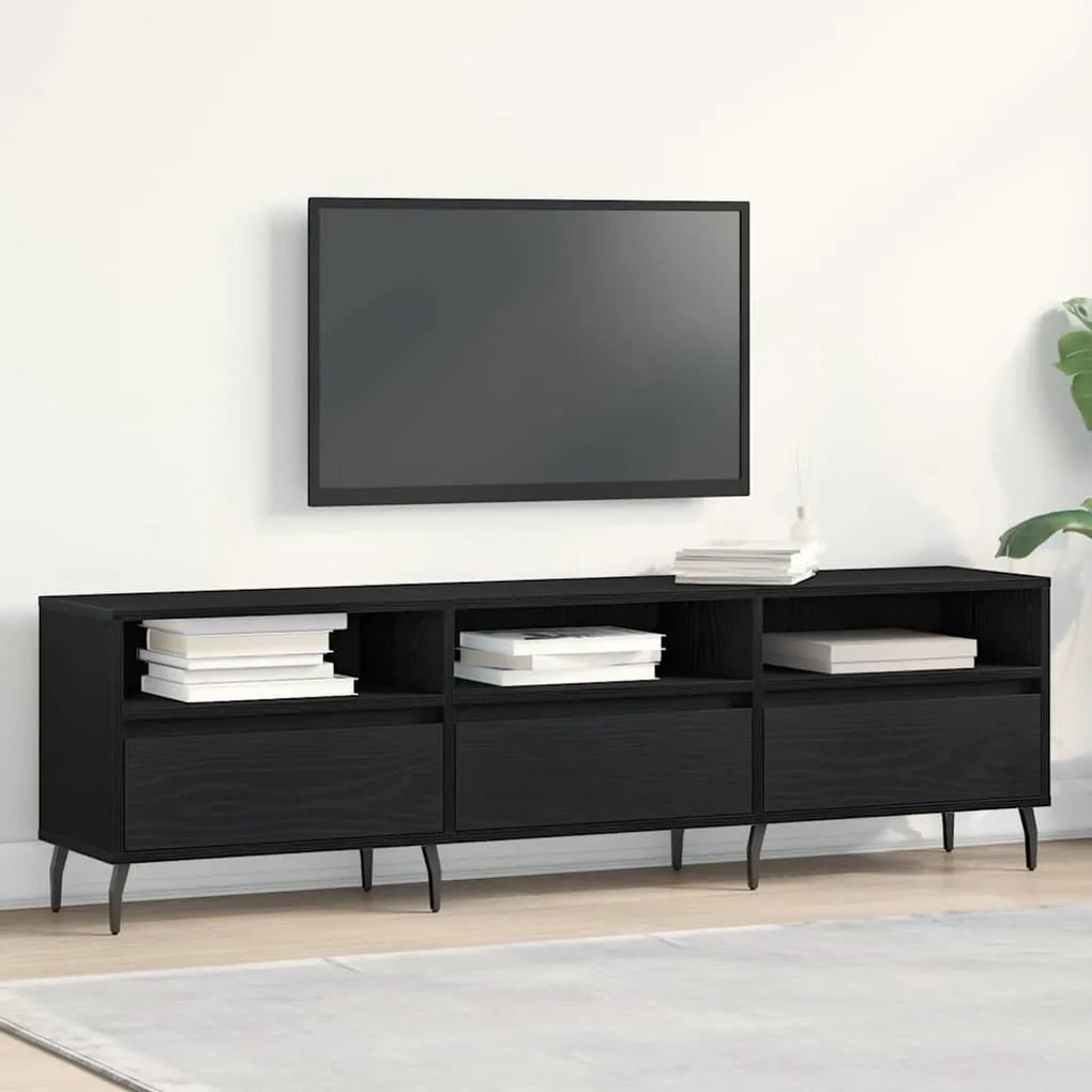 Cabide de TV vidaXL Carvalho Preto 150x30x44,5 cm Madeira de Engenhari