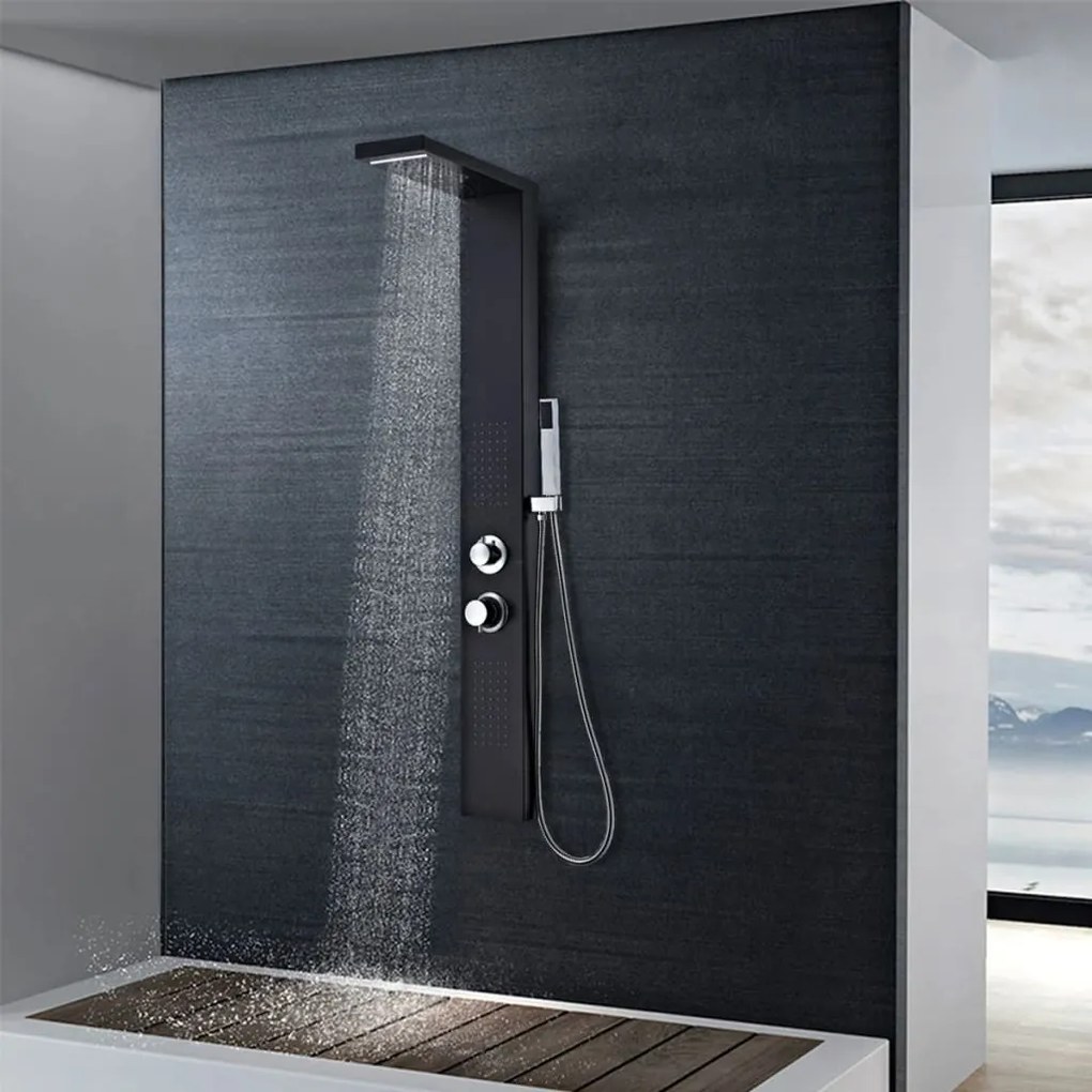 Chuveiro de Hidromassagem - Preto Mate - Design Moderno