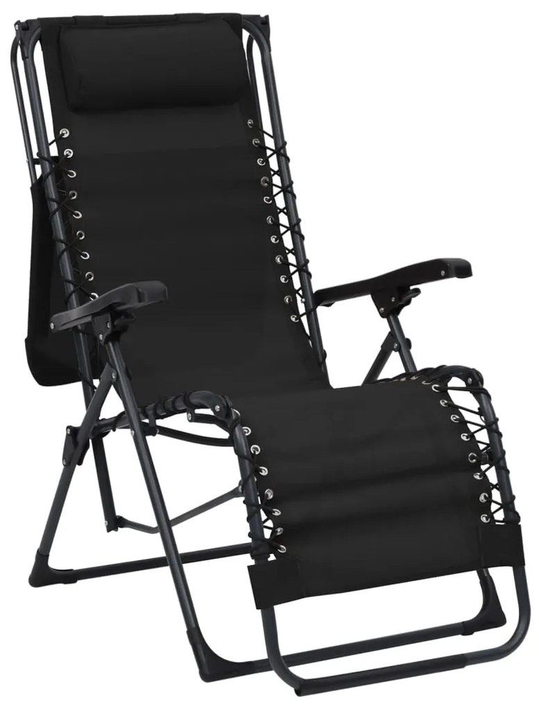 Cadeiras de pátio dobráveis 2 pcs textilene preto