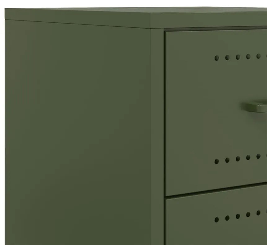 Mesas de cabeceira 2 pcs 36x39x43,5 cm aço verde-azeitona